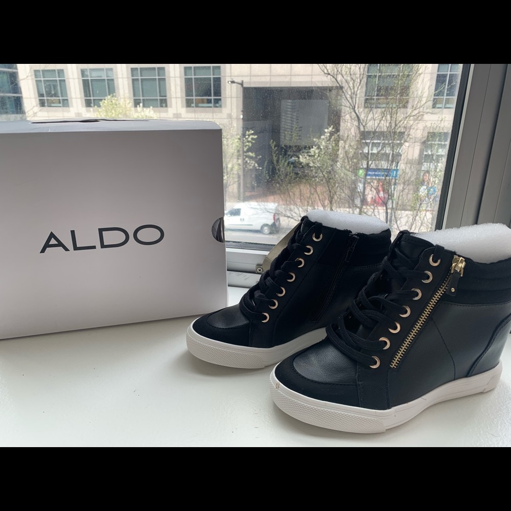 Aldo black wedge sneakers